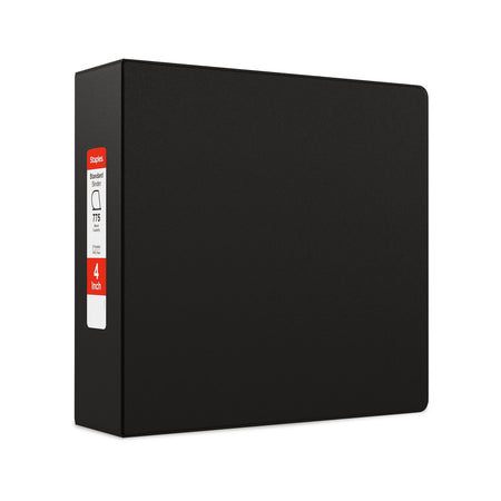 Staples 4" 3-Ring Non-View Binder, D-Ring, Black