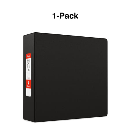 Staples 4" 3-Ring Non-View Binder, D-Ring, Black