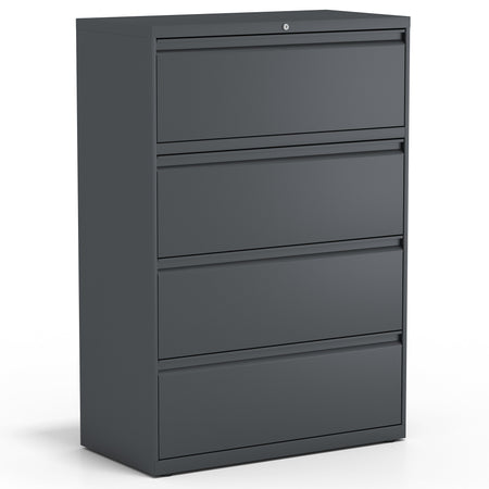 Staples 4-Drawer Lateral File Cabinet, Locking, Letter/Legal, Charcoal, 36"W