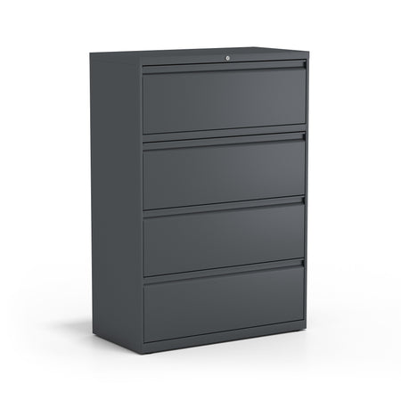 Staples 4-Drawer Lateral File Cabinet, Locking, Letter/Legal, Charcoal, 36"W