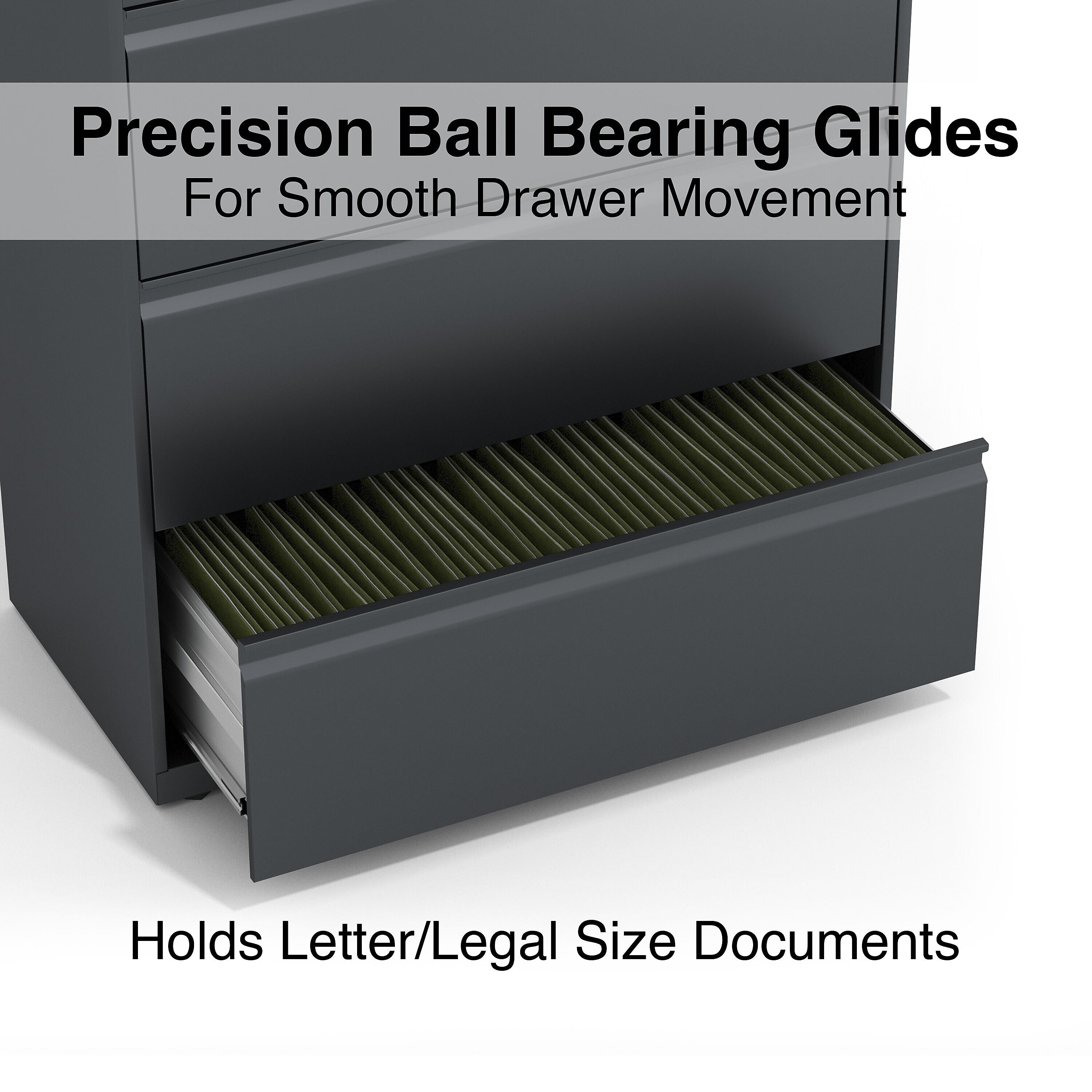 Staples 4-Drawer Lateral File Cabinet, Locking, Letter/Legal, Charcoal, 36