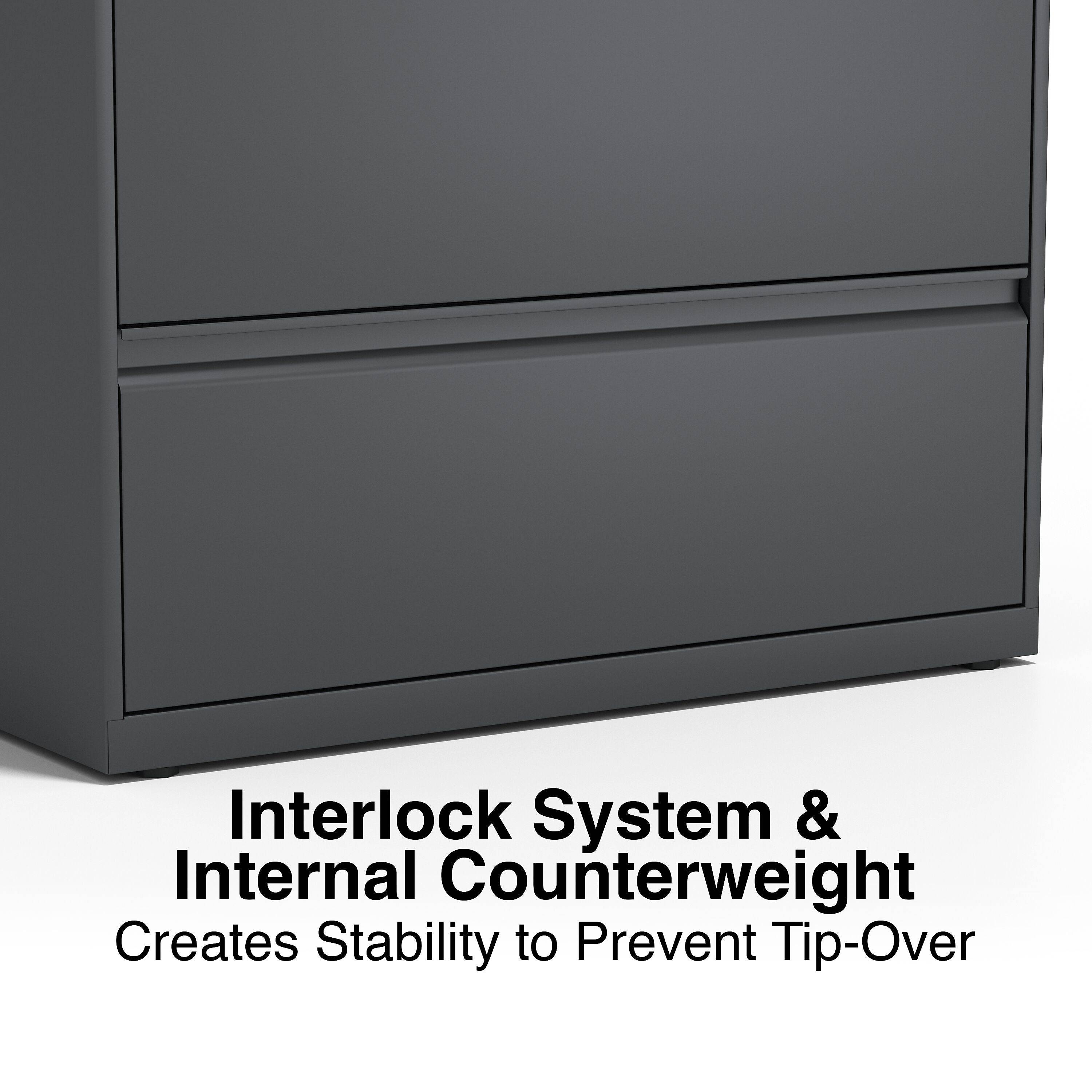 Staples 4-Drawer Lateral File Cabinet, Locking, Letter/Legal, Charcoal, 36