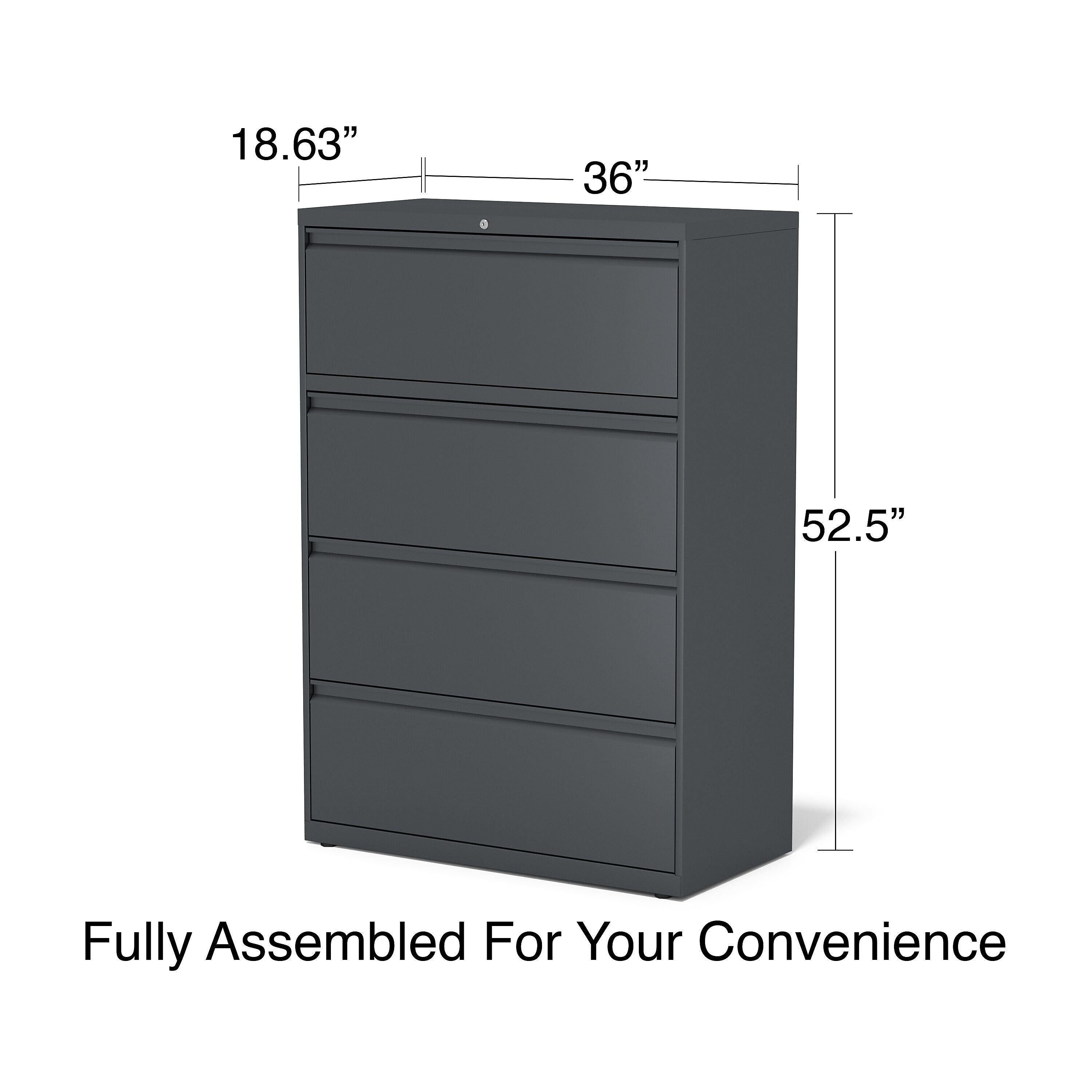 Staples 4-Drawer Lateral File Cabinet, Locking, Letter/Legal, Charcoal, 36"W