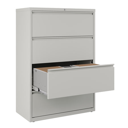 Staples 4-Drawer Lateral File Cabinet, Locking, Letter/Legal, Gray, 36"W