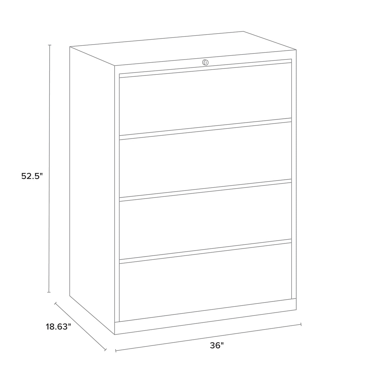 Staples 4-Drawer Lateral File Cabinet, Locking, Letter/Legal, Gray, 36"W