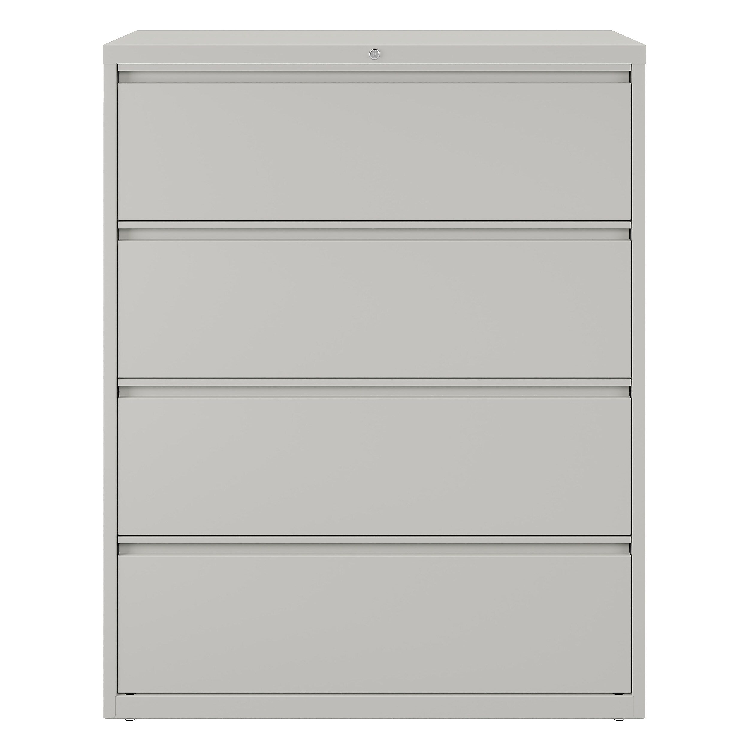 Staples 4-Drawer Lateral File Cabinet, Locking, Letter/Legal, Gray, 42"W