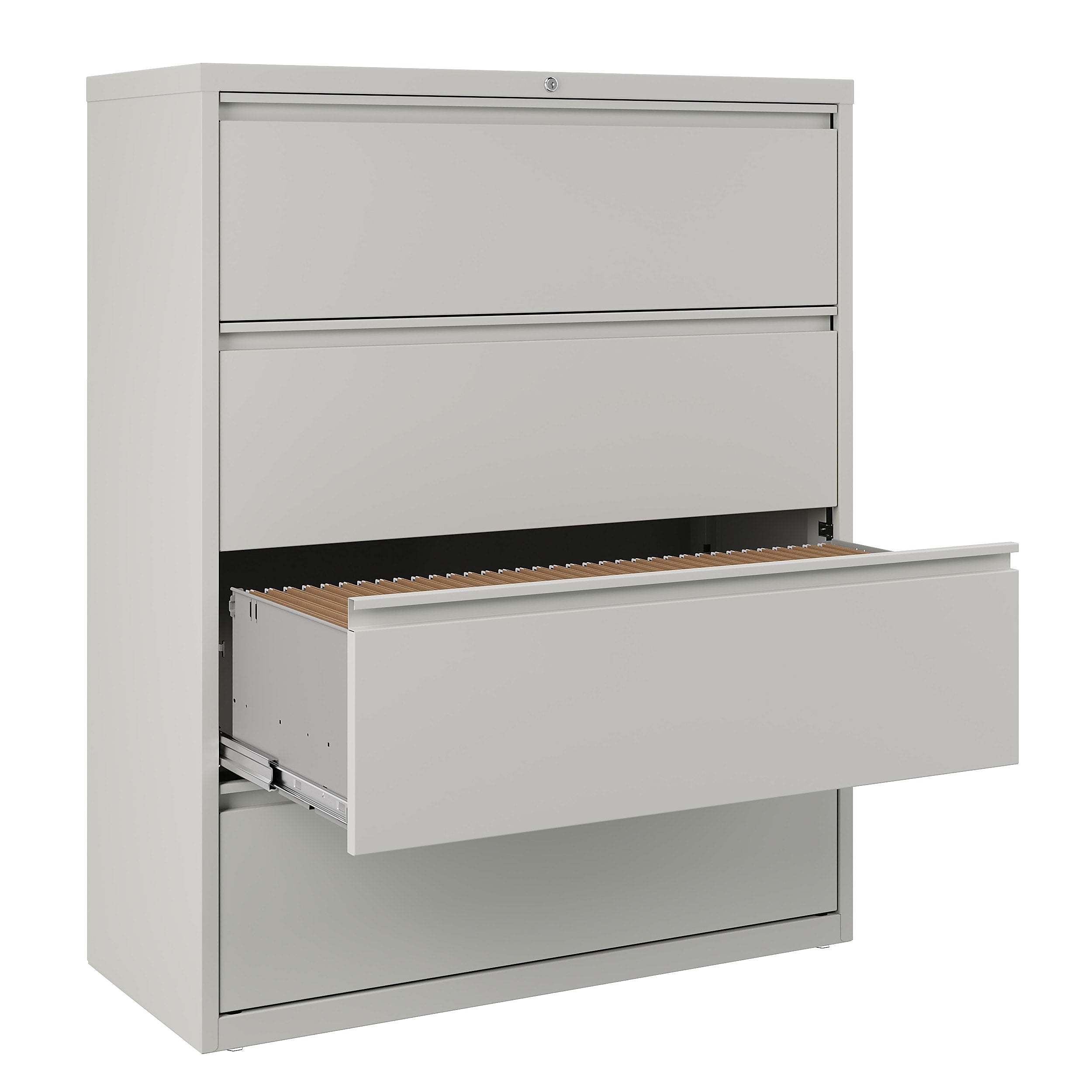 Staples 4-Drawer Lateral File Cabinet, Locking, Letter/Legal, Gray, 42
