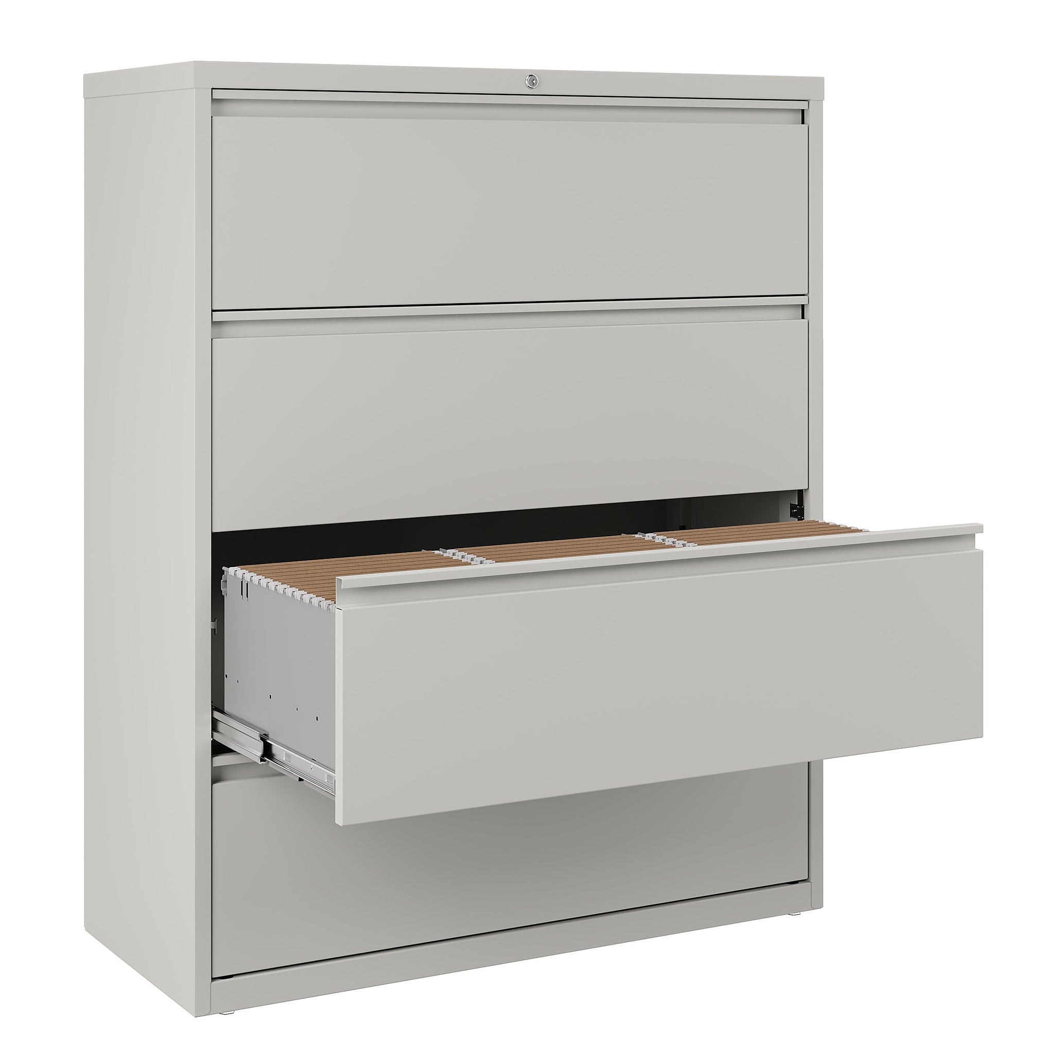 Staples 4-Drawer Lateral File Cabinet, Locking, Letter/Legal, Gray, 42