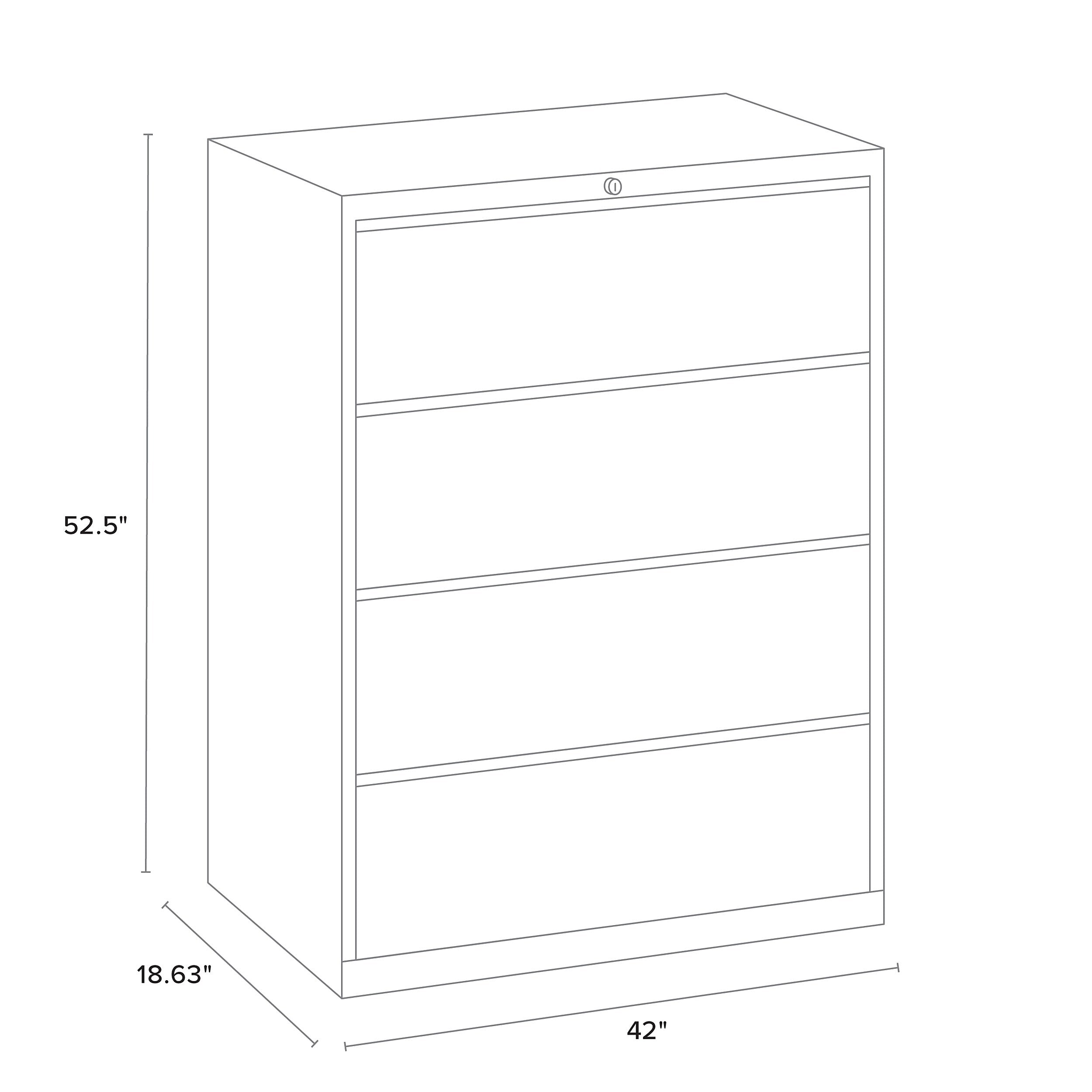 Staples 4-Drawer Lateral File Cabinet, Locking, Letter/Legal, Gray, 42"W