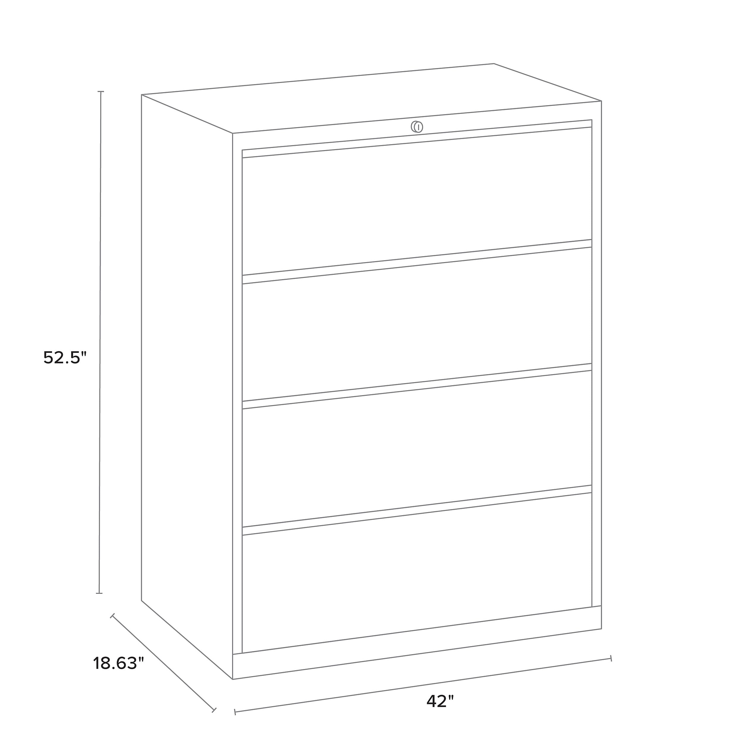 Staples 4-Drawer Lateral File Cabinet, Locking, Letter/Legal, Gray, 42"W