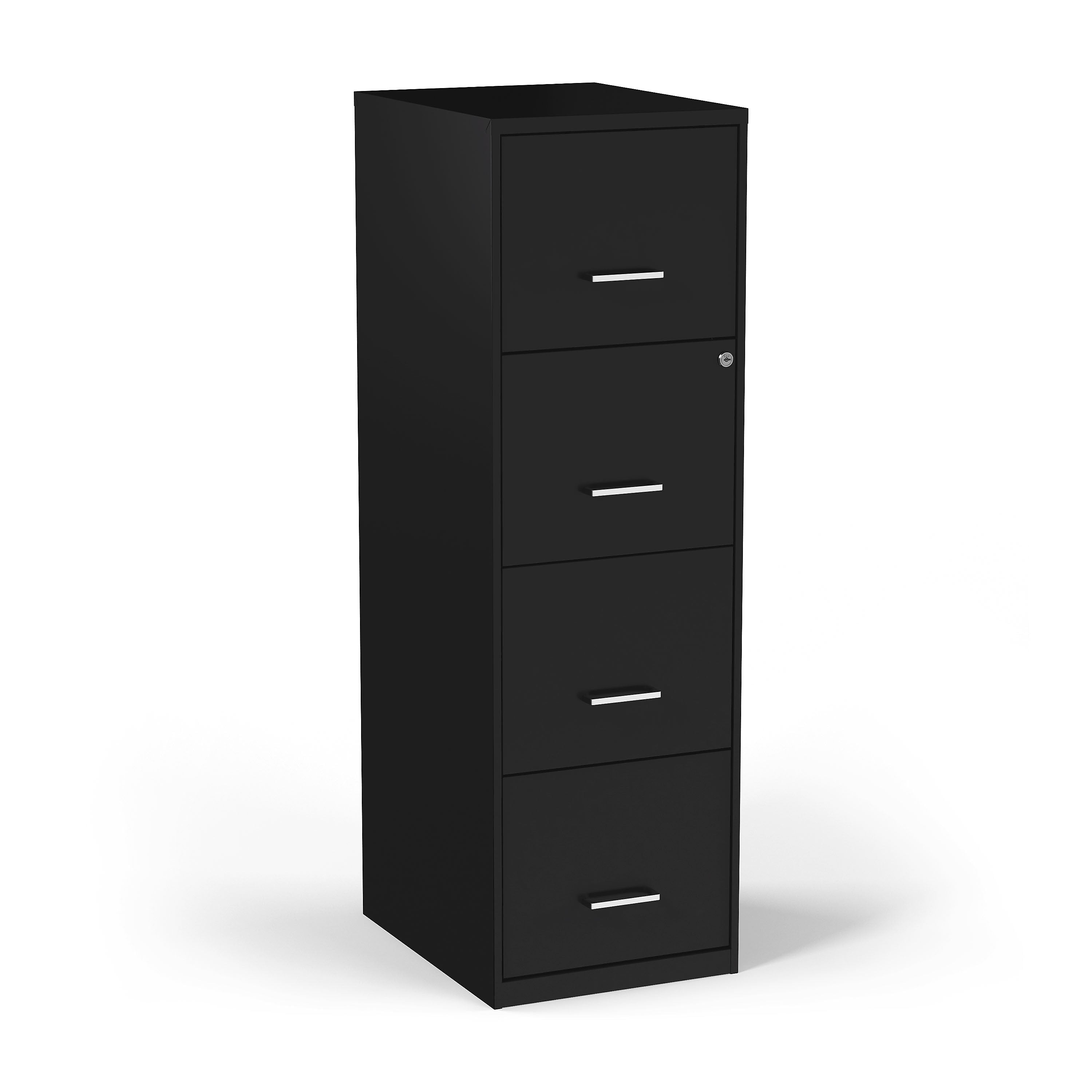 Staples 4-Drawer Light Duty Vertical File Cabinet, Locking, Letter, Black, 18