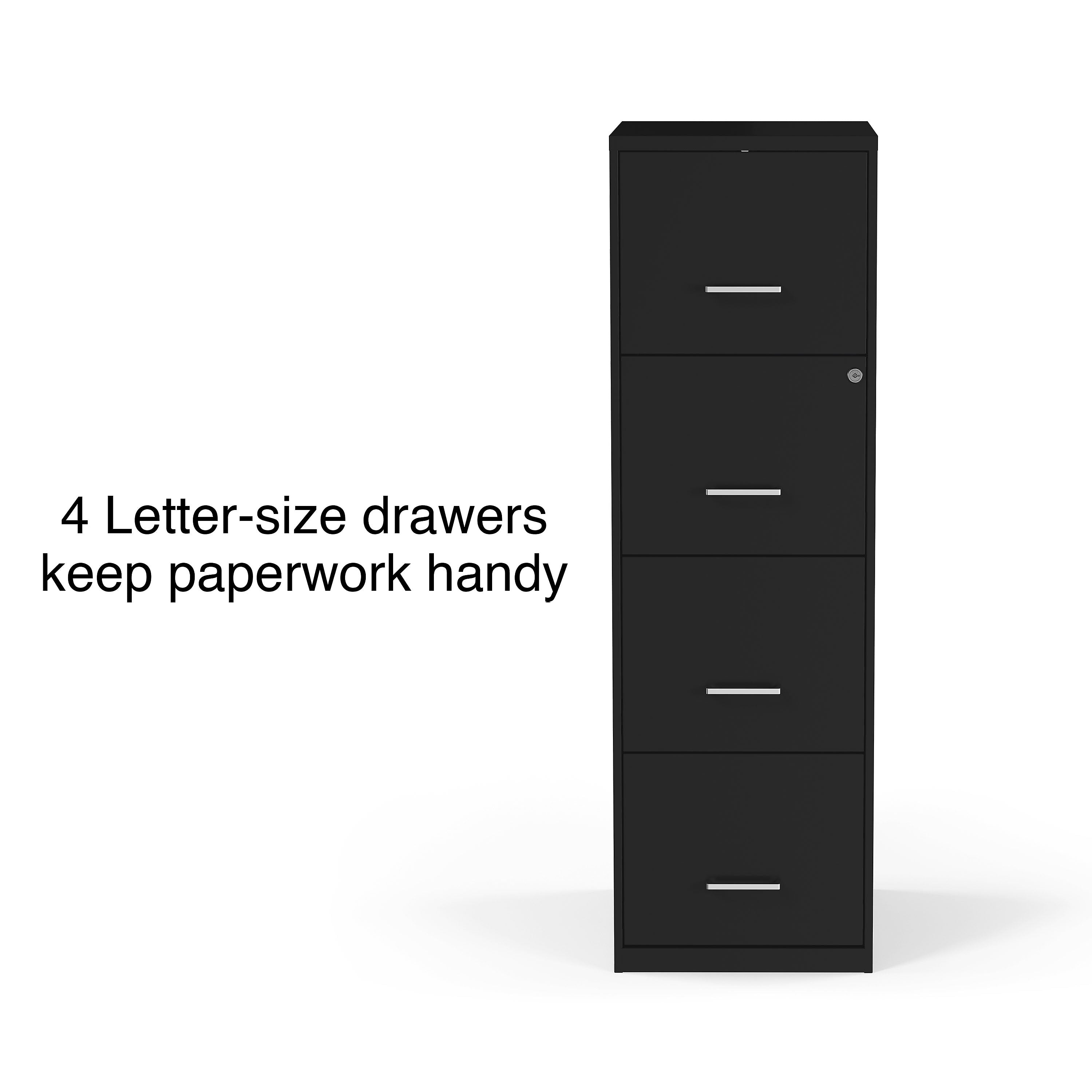 Staples 4-Drawer Light Duty Vertical File Cabinet, Locking, Letter, Black, 18