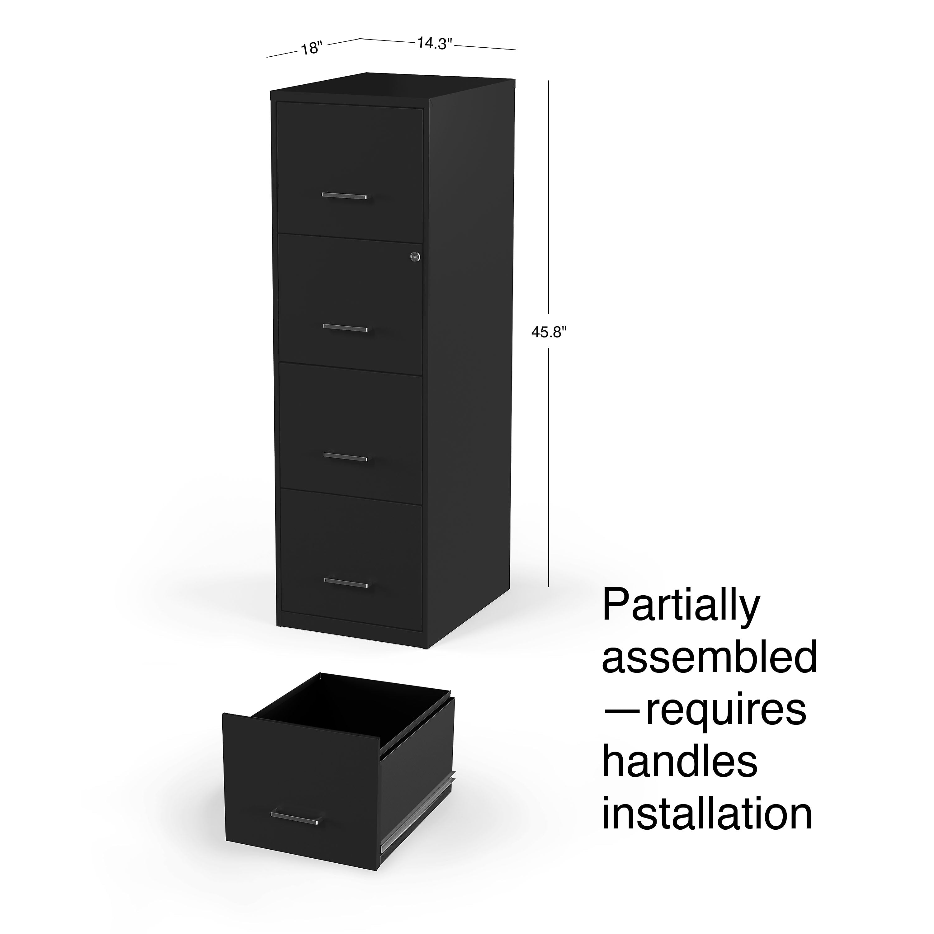 Staples 4-Drawer Light Duty Vertical File Cabinet, Locking, Letter, Black, 18