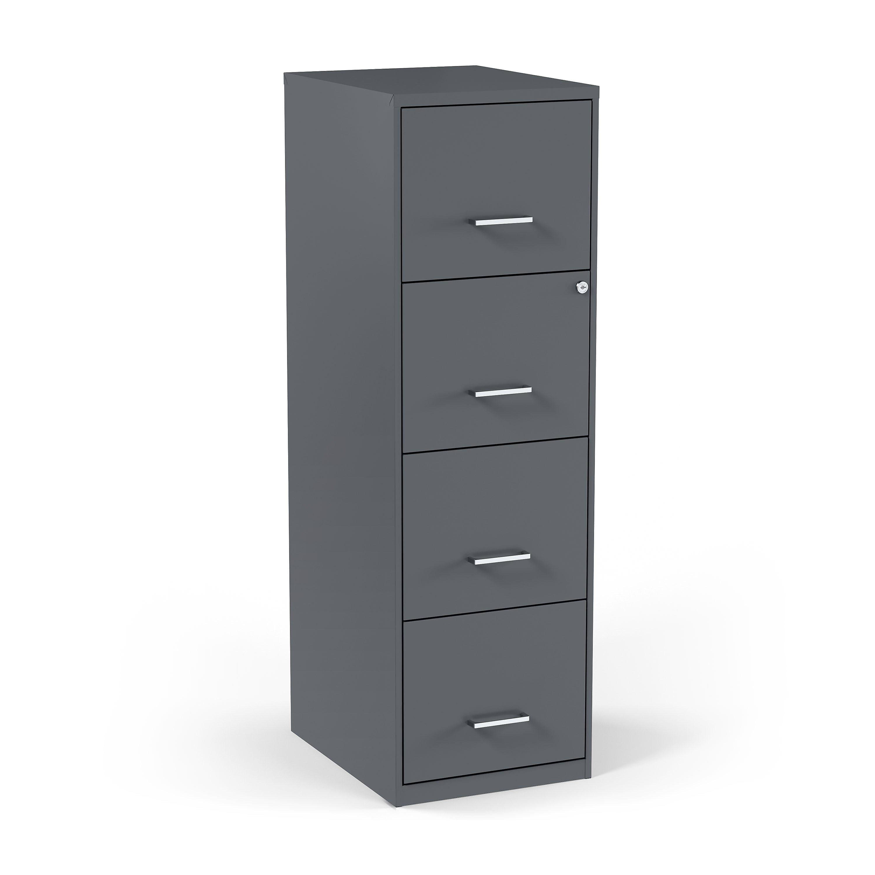 Staples 4-Drawer Light Duty Vertical File Cabinet, Locking, Letter, Charcoal, 18