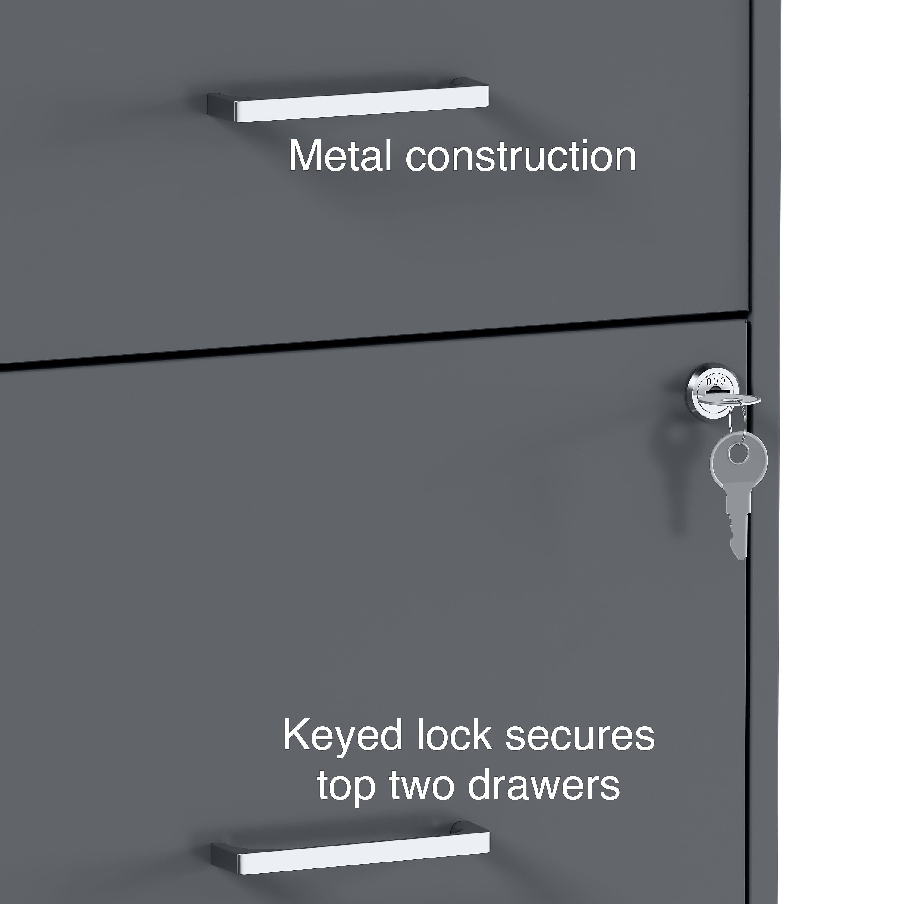 Staples 4-Drawer Light Duty Vertical File Cabinet, Locking, Letter, Charcoal, 18