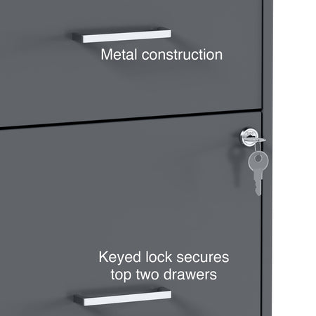 Staples 4-Drawer Light Duty Vertical File Cabinet, Locking, Letter, Charcoal, 18" D