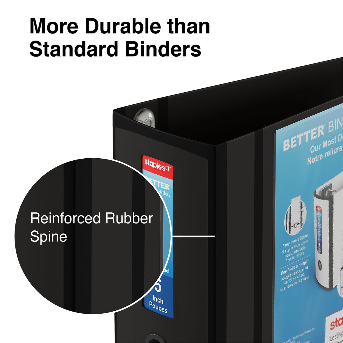 Staples 5" 3-Ring Better Binder, D-Ring, Black