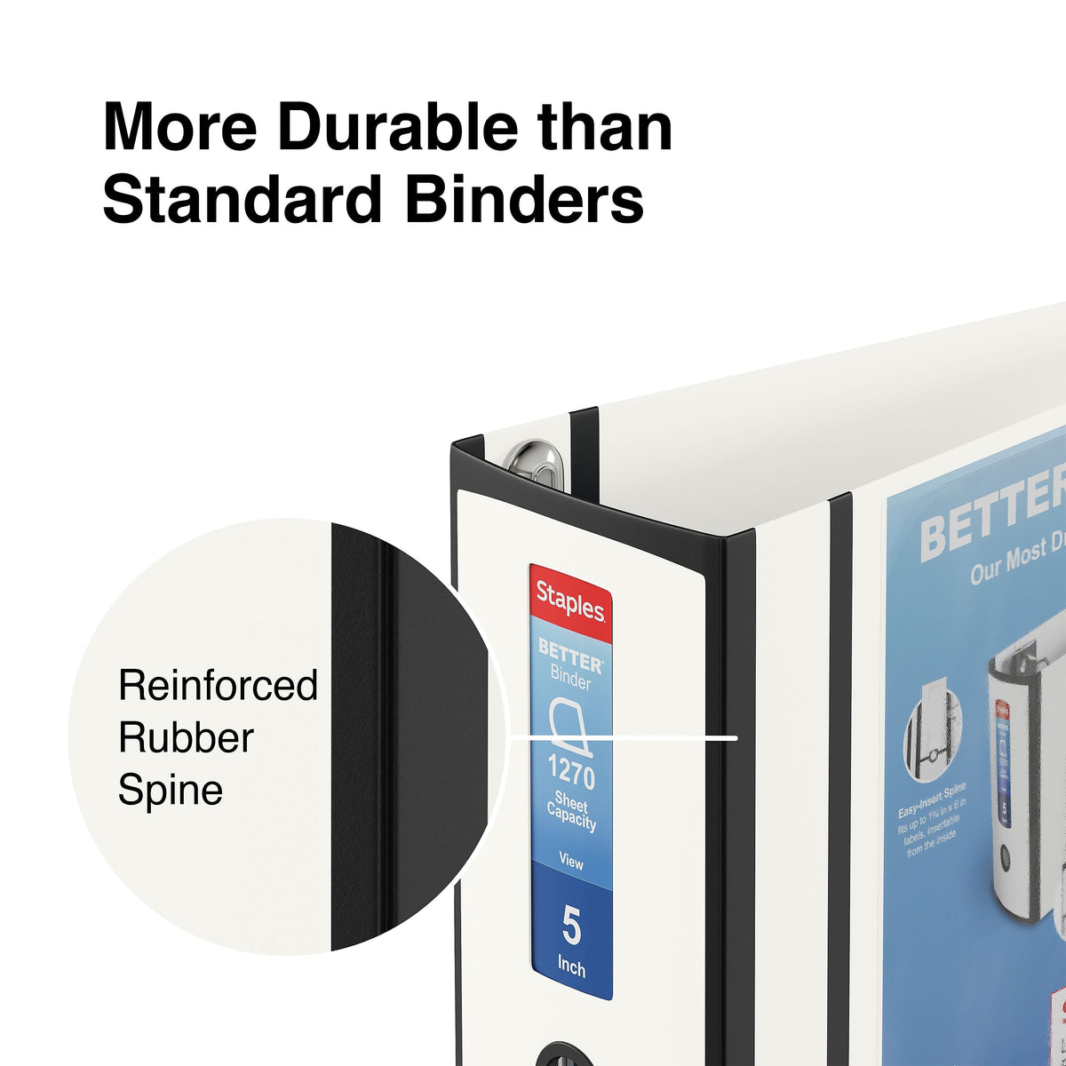 Staples 5" 3-Ring Better Binder, White