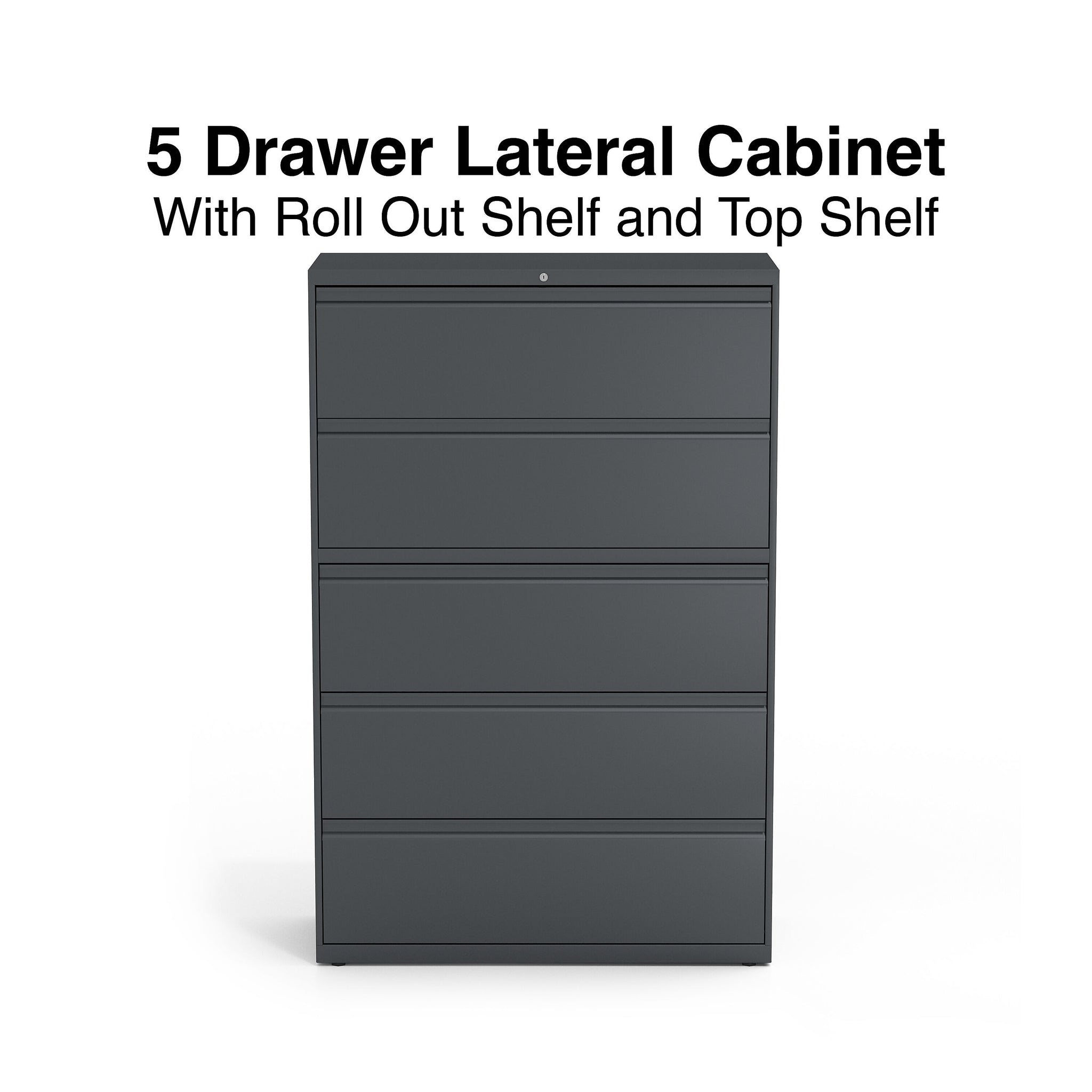 Staples 5-Drawer Lateral File Cabinet, Locking, Letter/Legal, Charcoal, 42