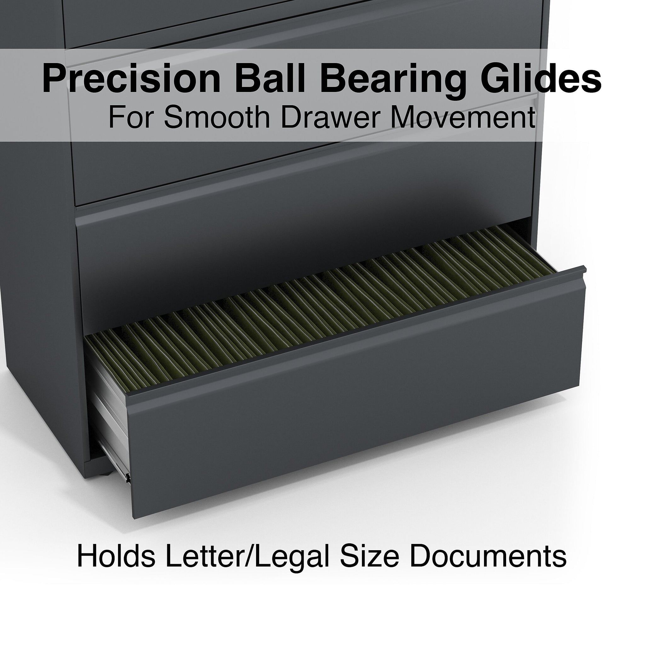 Staples 5-Drawer Lateral File Cabinet, Locking, Letter/Legal, Charcoal, 42
