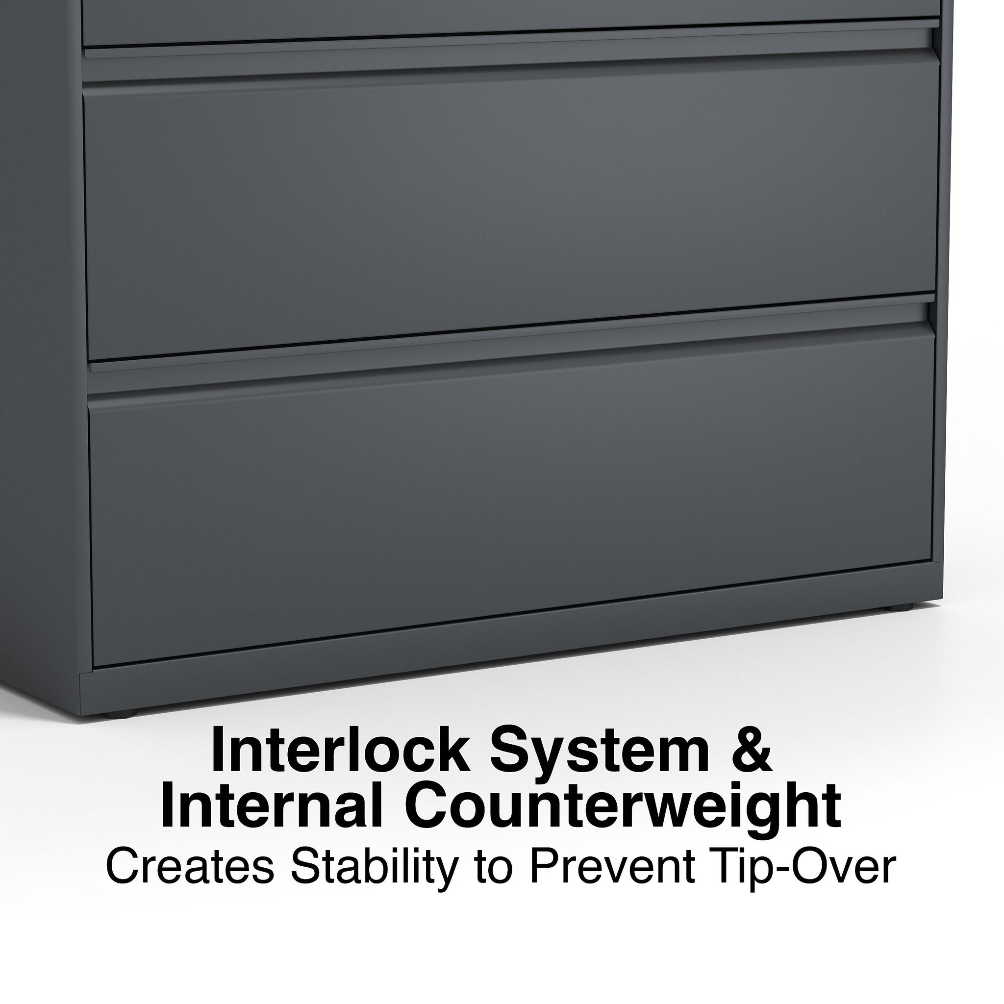 Staples 5-Drawer Lateral File Cabinet, Locking, Letter/Legal, Charcoal, 42