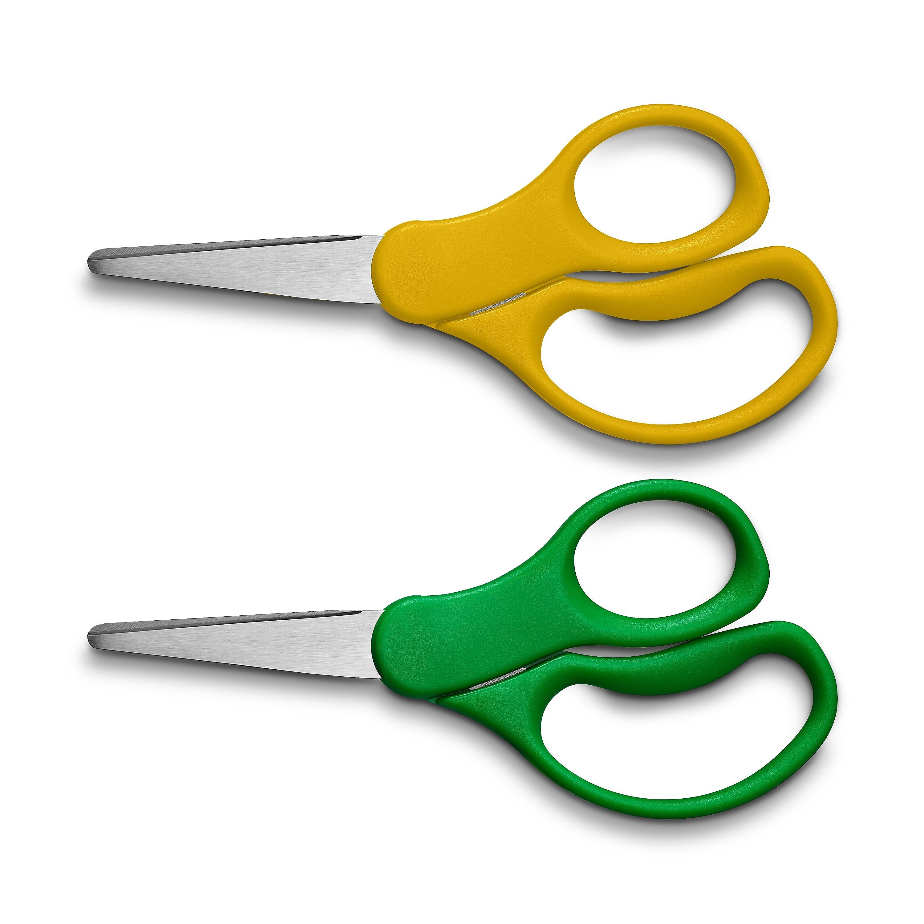 Staples 5" Kids Pointed Tip Stainless Steel Scissors, Straight Handle, Right & Left Handed, 2/Pack