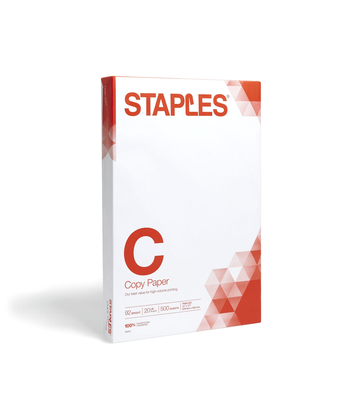 Staples 50% Recycled 11" x 17" Multipurpose Paper, 24 lbs., 96 Brightness, 500/Ream