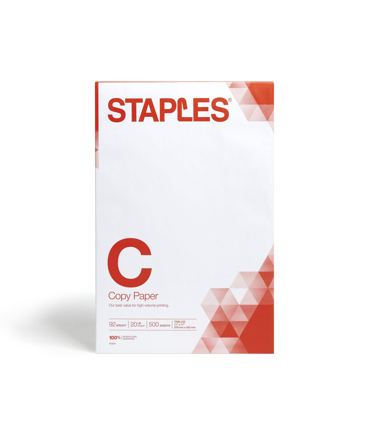 Staples 50% Recycled 11" x 17" Multipurpose Paper, 24 lbs., 96 Brightness, 500/Ream