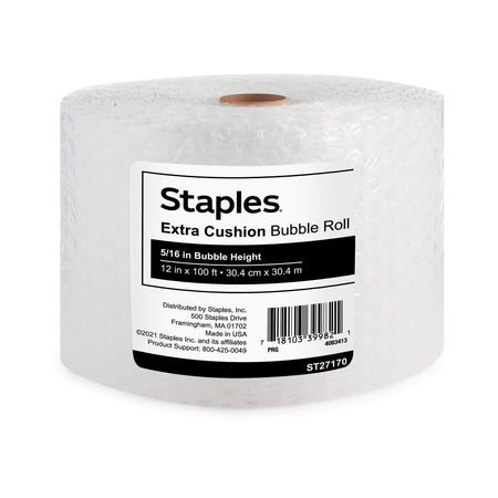 Staples® 5/16" Bubble Roll, UPSable, 12" x 100'