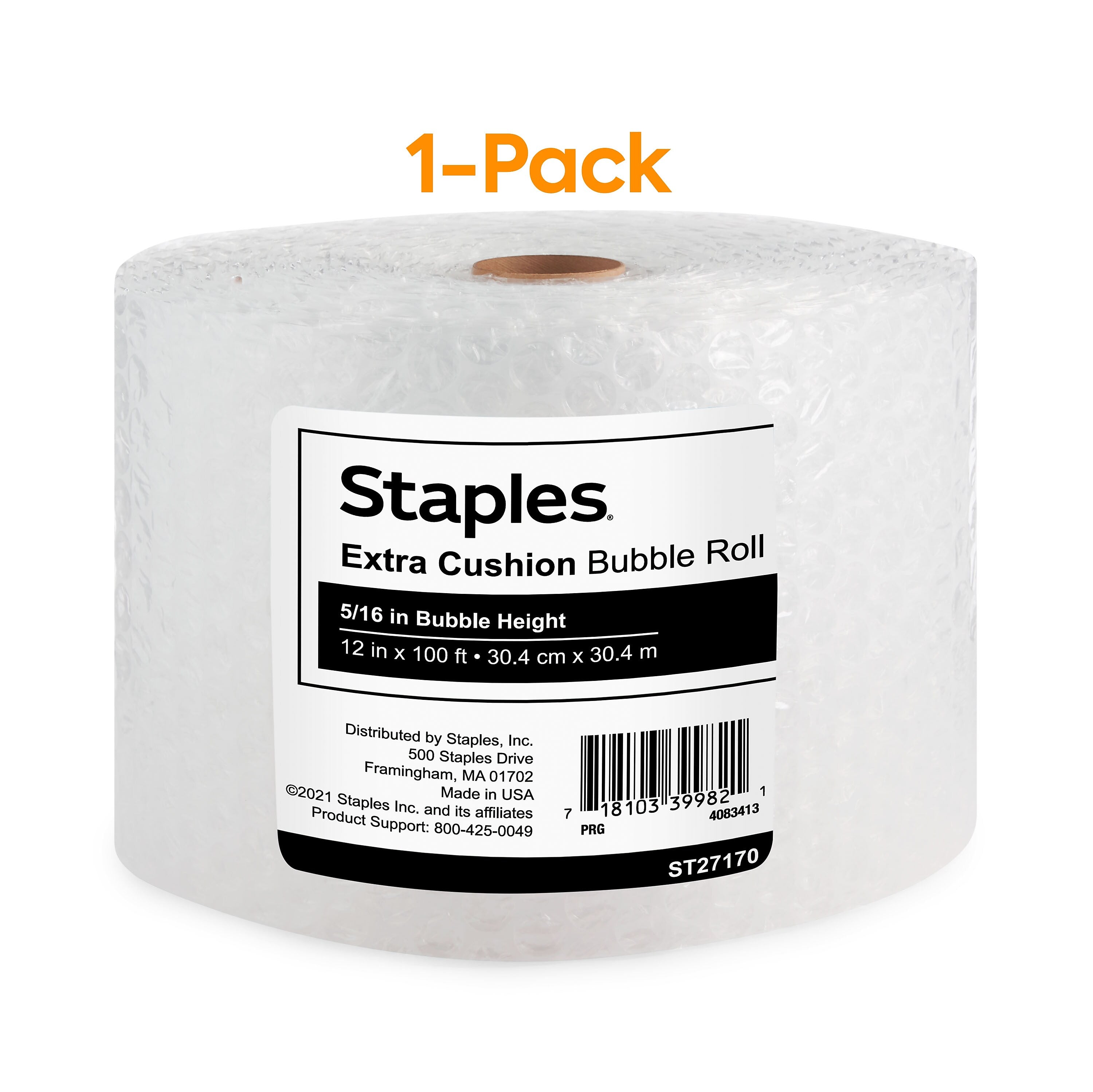 Staples® 5/16" Bubble Roll, UPSable, 12" x 100'