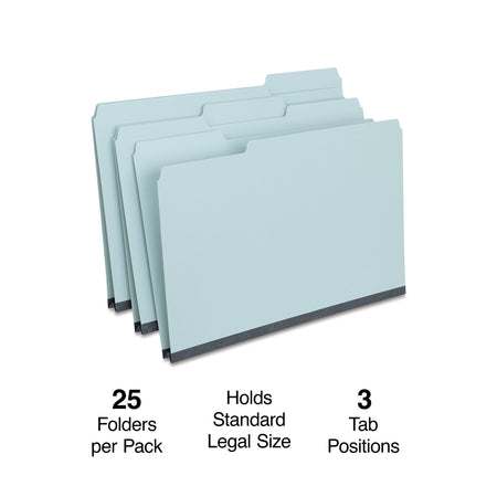 Staples 60% Recycled Heavyweight File Folders, 1/3-Cut Tab, Legal Size, Light Blue, 25/Box