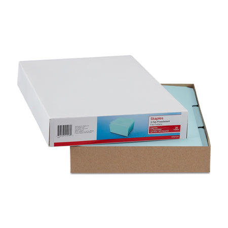 Staples 60% Recycled Heavyweight File Folders, 1/3-Cut Tab, Legal Size, Light Blue, 25/Box