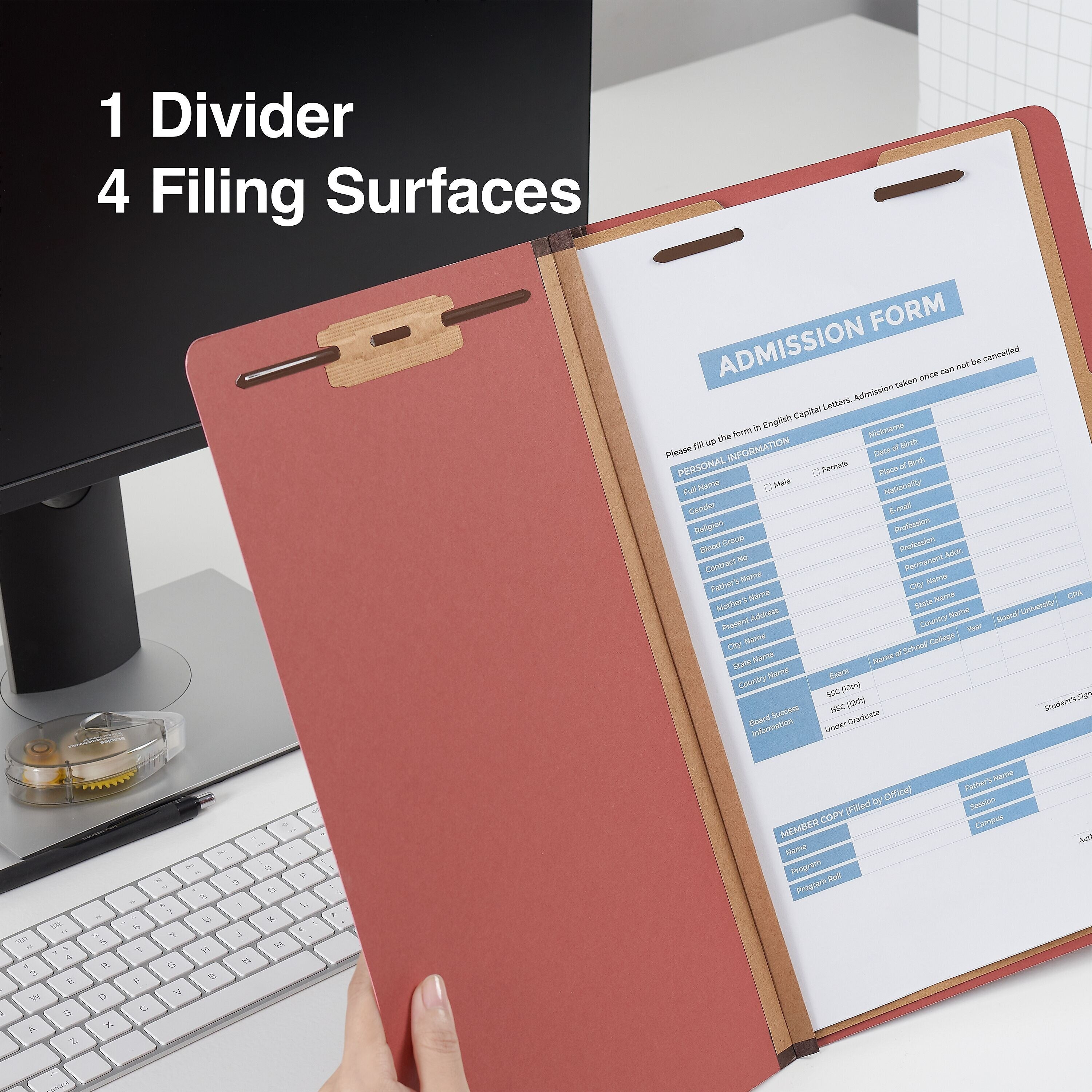 Staples 60% Recycled Pressboard Classification Folder, 1-Divider, 1.75
