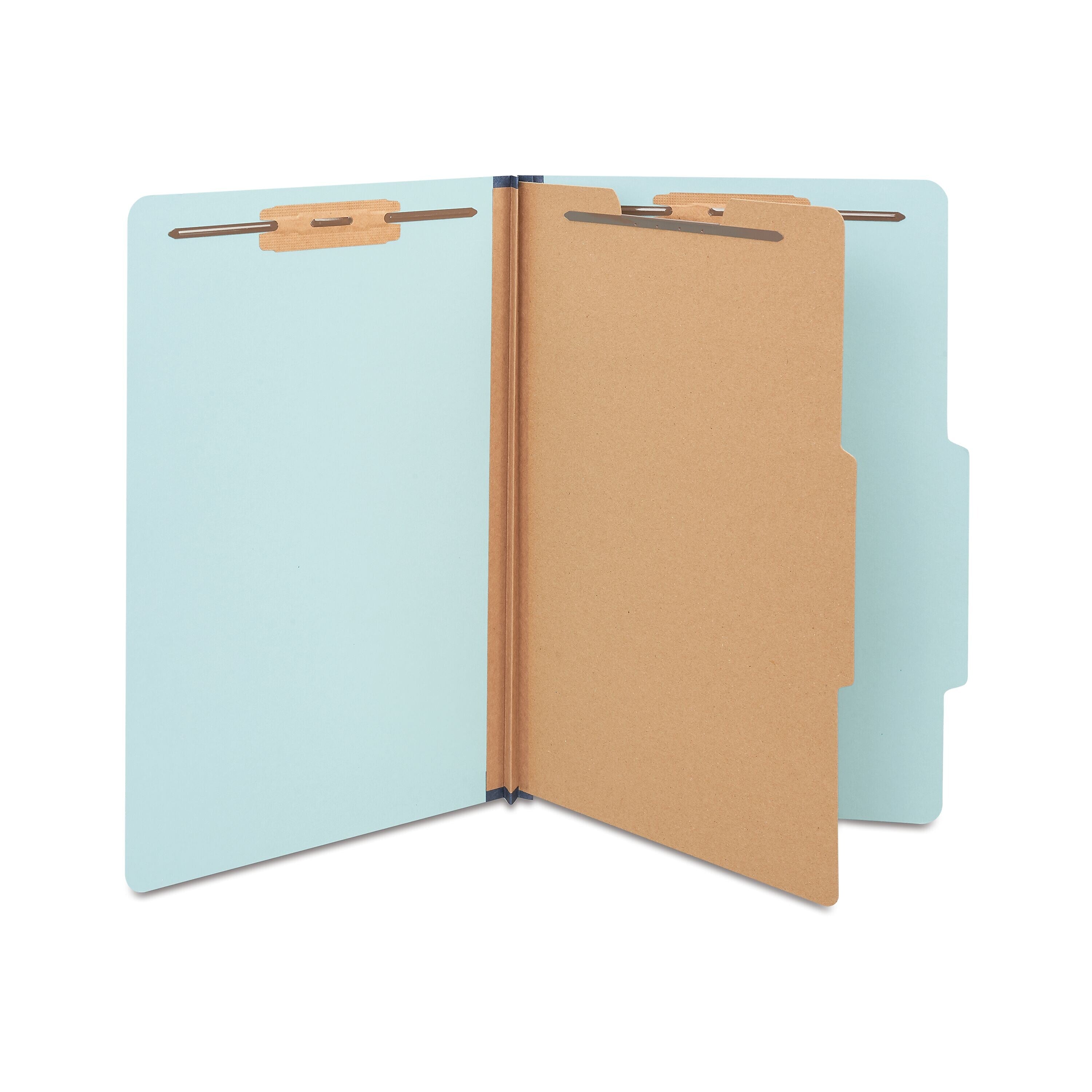 Staples 60% Recycled Pressboard Classification Folder, 1-Divider, 1.75" Expansion, Legal Size, Light Blue, 20/Box