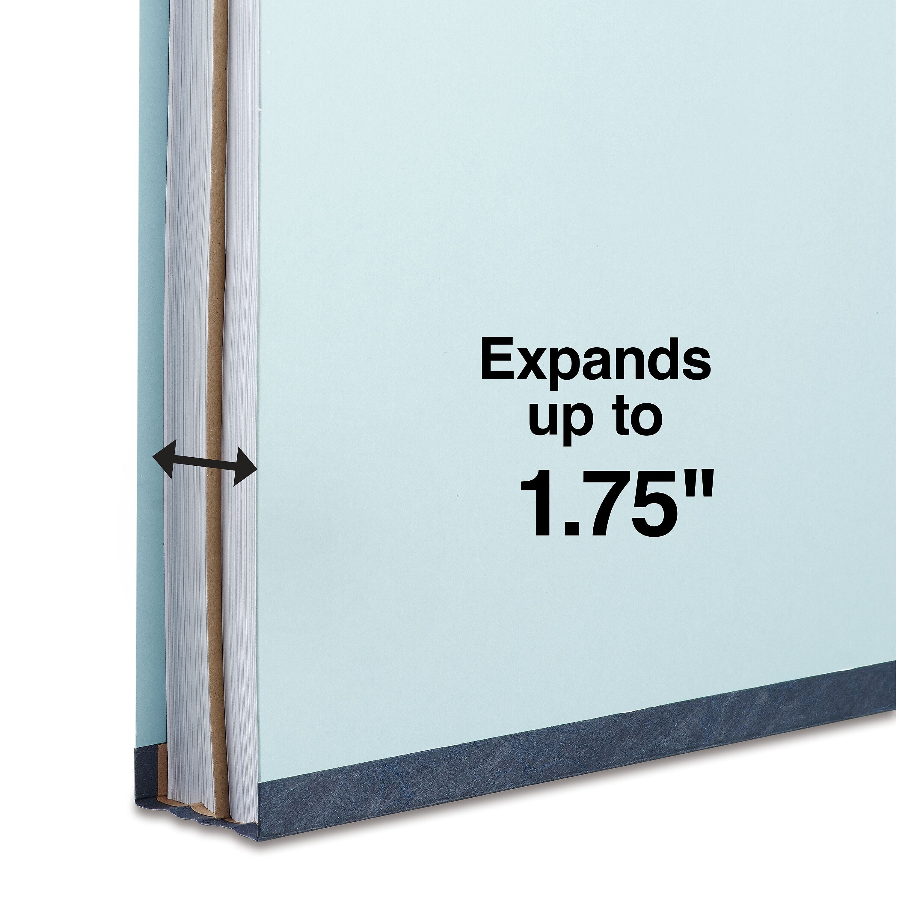 Staples 60% Recycled Pressboard Classification Folder, 1-Divider, 1.75" Expansion, Legal Size, Light Blue, 20/Box