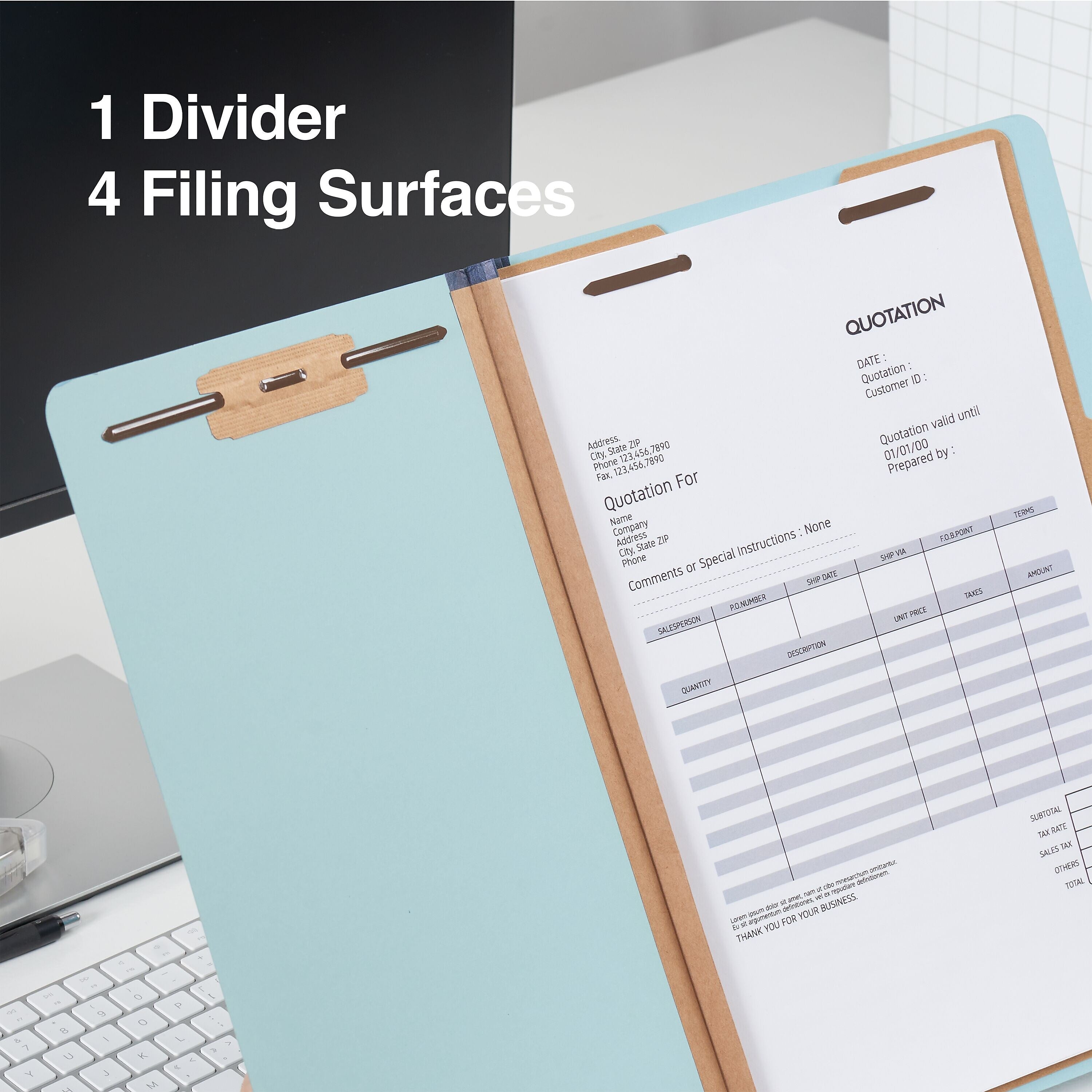 Staples 60% Recycled Pressboard Classification Folder, 1-Divider, 1.75