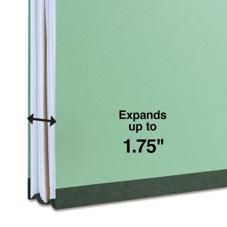 Staples 60% Recycled Pressboard Classification Folder, 1-Divider, 1.75" Expansion, Legal Size, Light Green, 20/Box