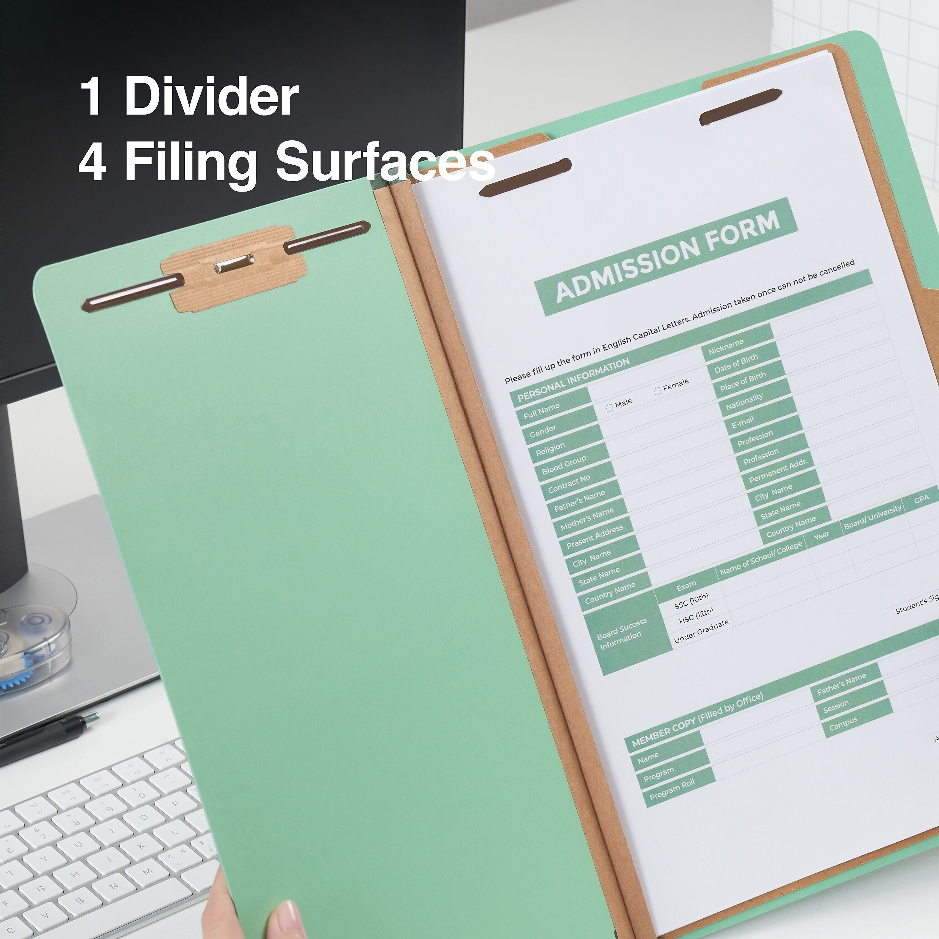 Staples 60% Recycled Pressboard Classification Folder, 1-Divider, 1.75