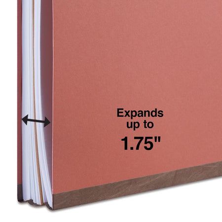 Staples 60% Recycled Pressboard Classification Folder, 1-Divider, 1.75" Expansion, Letter Size, Brick Red, 20/Box