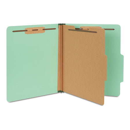 Staples 60% Recycled Pressboard Classification Folder, 1-Divider, 1.75" Expansion, Letter Size, Light Green, 20/Box