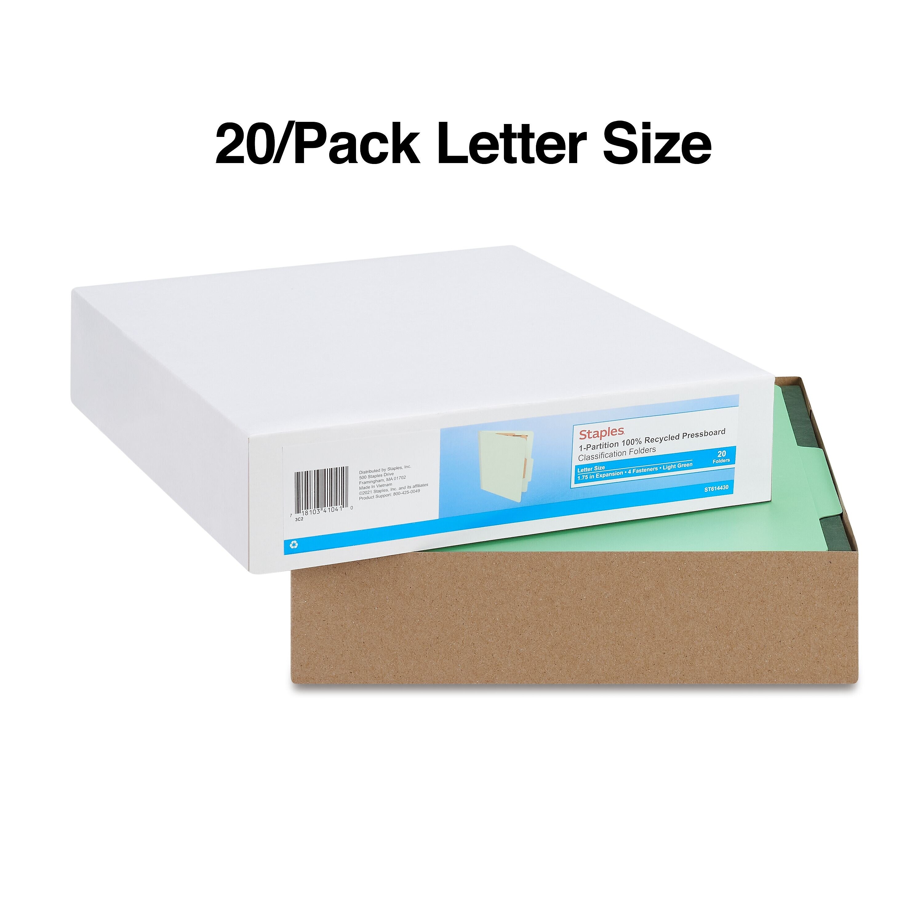 Staples 60% Recycled Pressboard Classification Folder, 1-Divider, 1.75