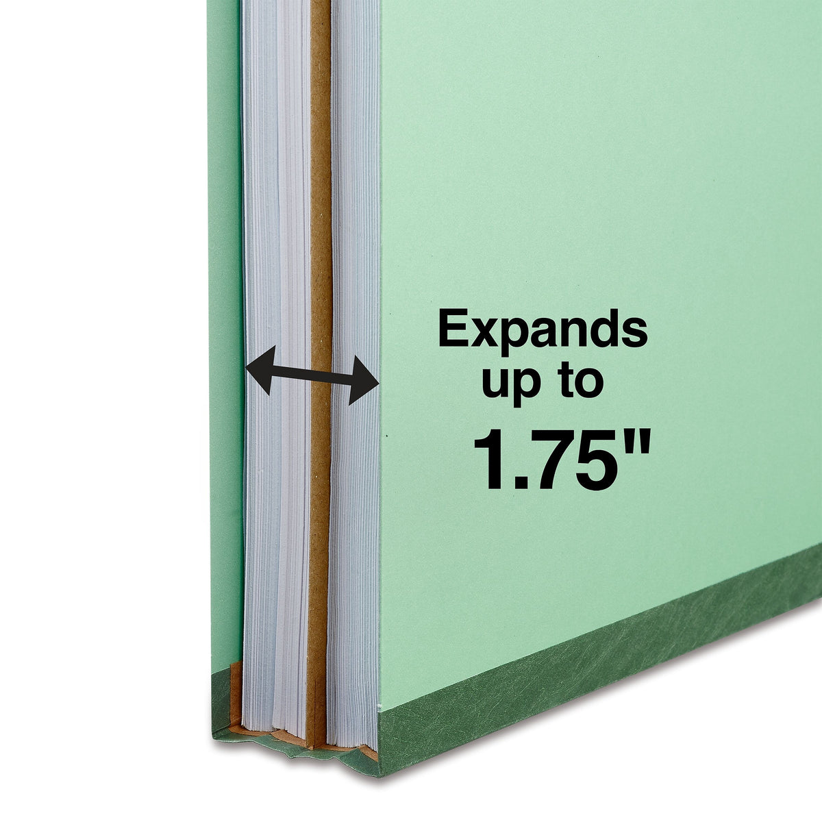 Staples 60% Recycled Pressboard Classification Folder, 1-Divider, 1.75" Expansion, Letter Size, Light Green, 20/Box