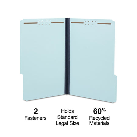 Staples® 60% Recycled Pressboard Classification Folder, 1" Expansion, Legal Size, Blue, 25/Box