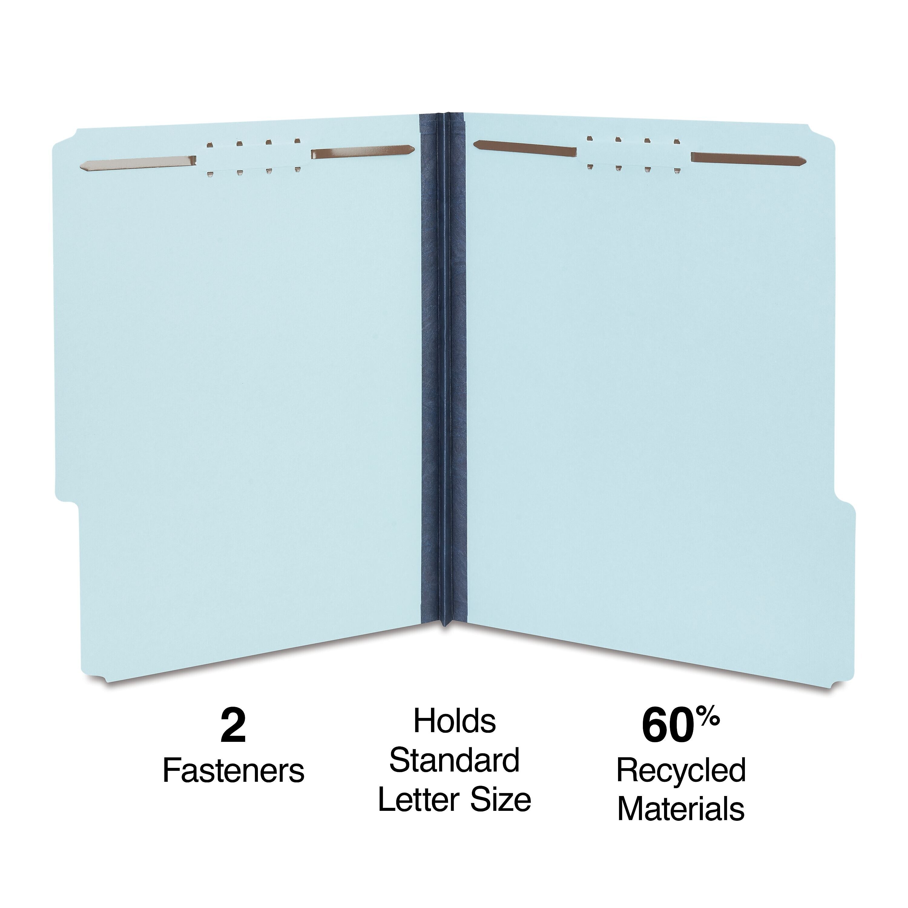 Staples® 60% Recycled Pressboard Classification Folder, 1" Expansion, Letter Size, Light Blue, 25/Box