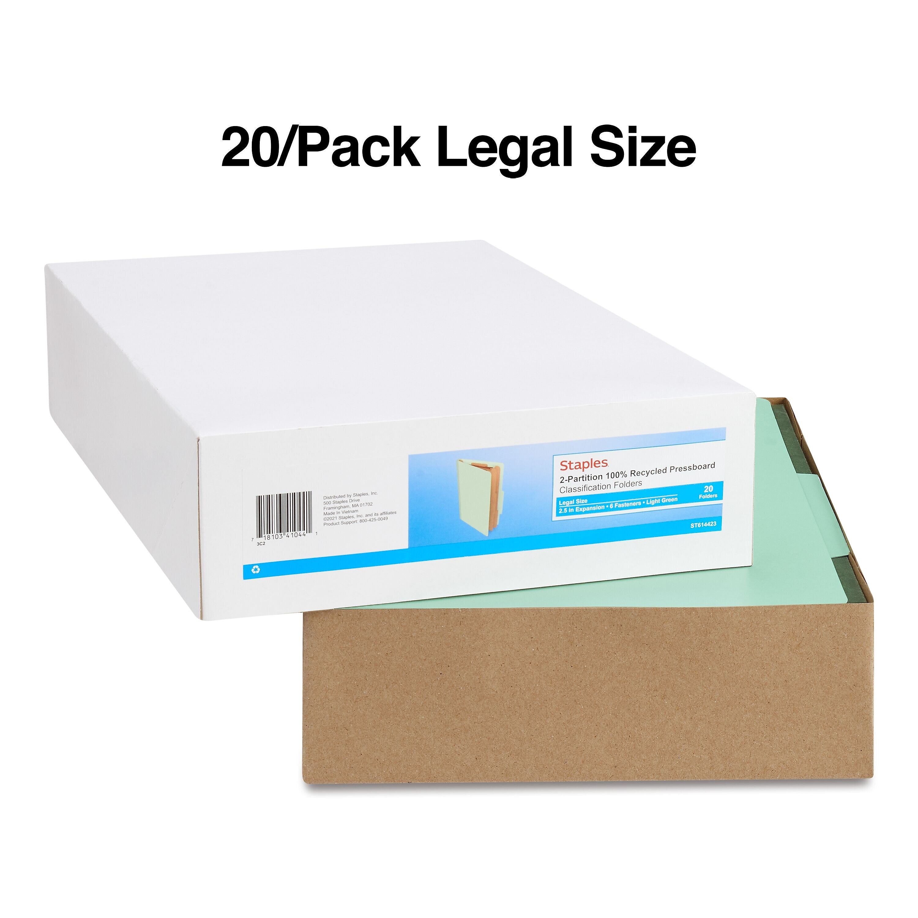 Staples® 60% Recycled Pressboard Classification Folder, 2-Dividers, 2 1/2