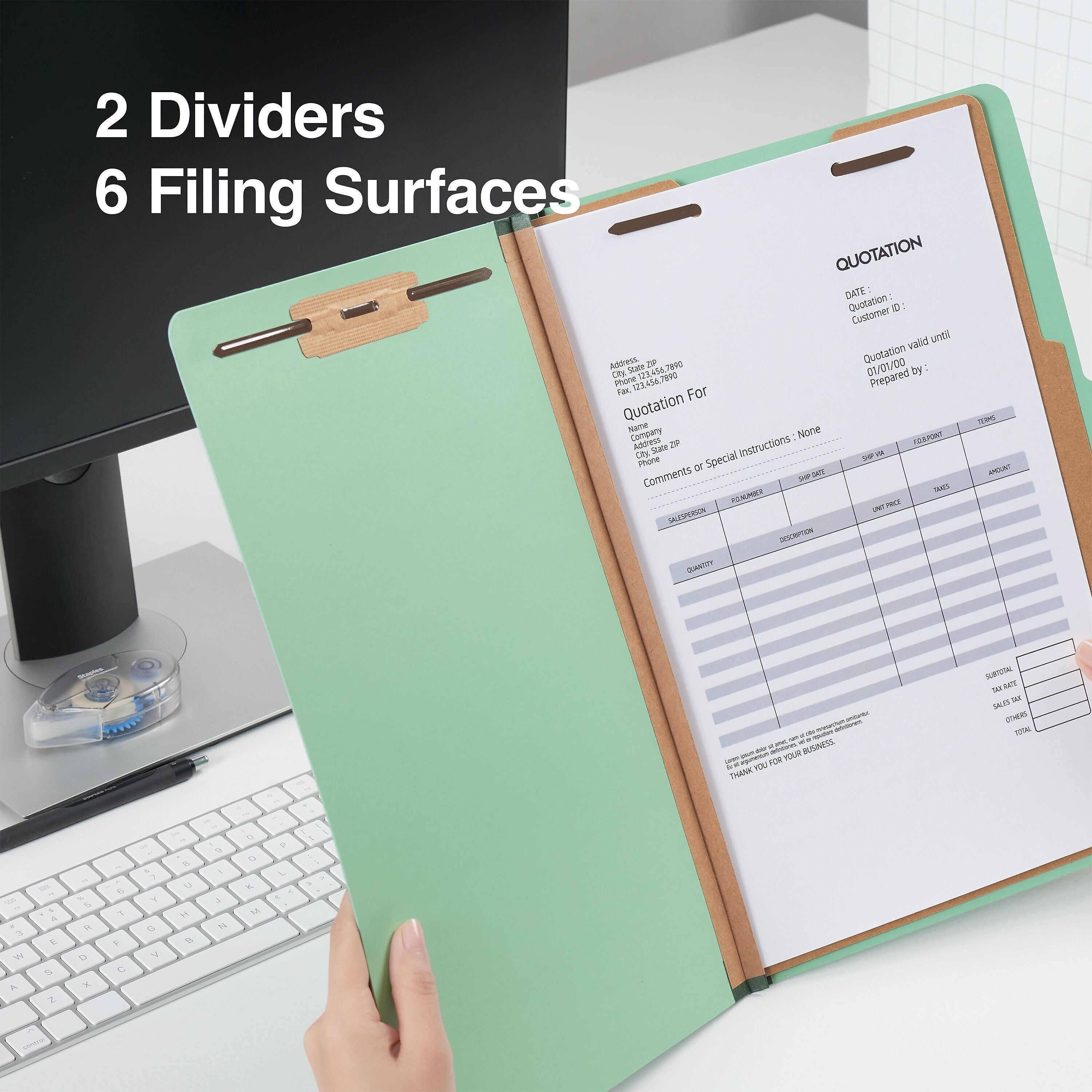 Staples® 60% Recycled Pressboard Classification Folder, 2-Dividers, 2 1/2