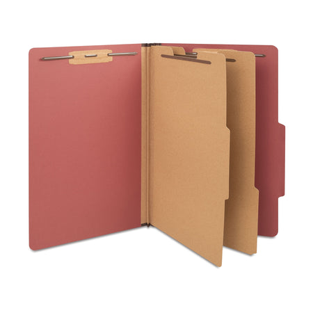 Staples 60% Recycled Pressboard Classification Folder, 2-Dividers, 2.5" Expansion, Legal Size, Brick Red, 20/Box