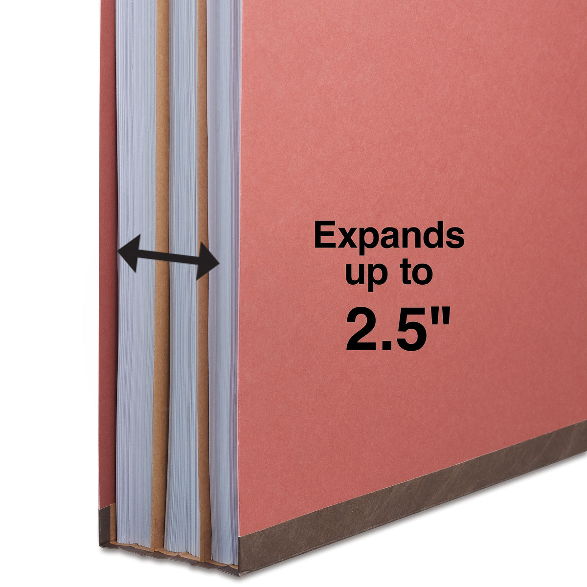 Staples 60% Recycled Pressboard Classification Folder, 2-Dividers, 2.5" Expansion, Legal Size, Brick Red, 20/Box