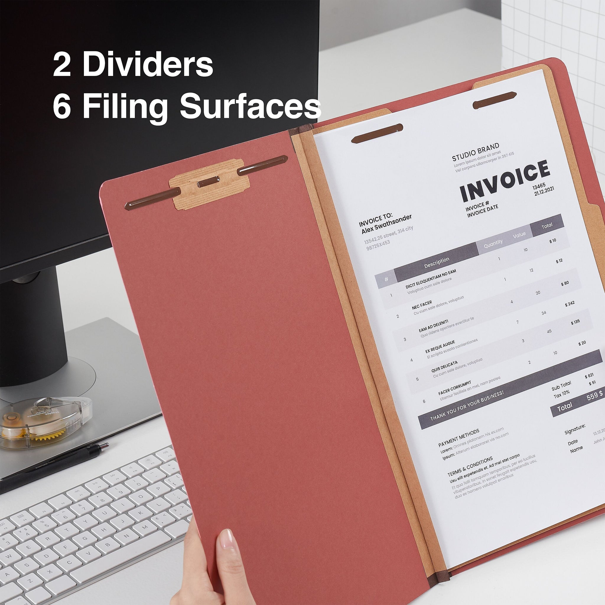 Staples 60% Recycled Pressboard Classification Folder, 2-Dividers, 2.5