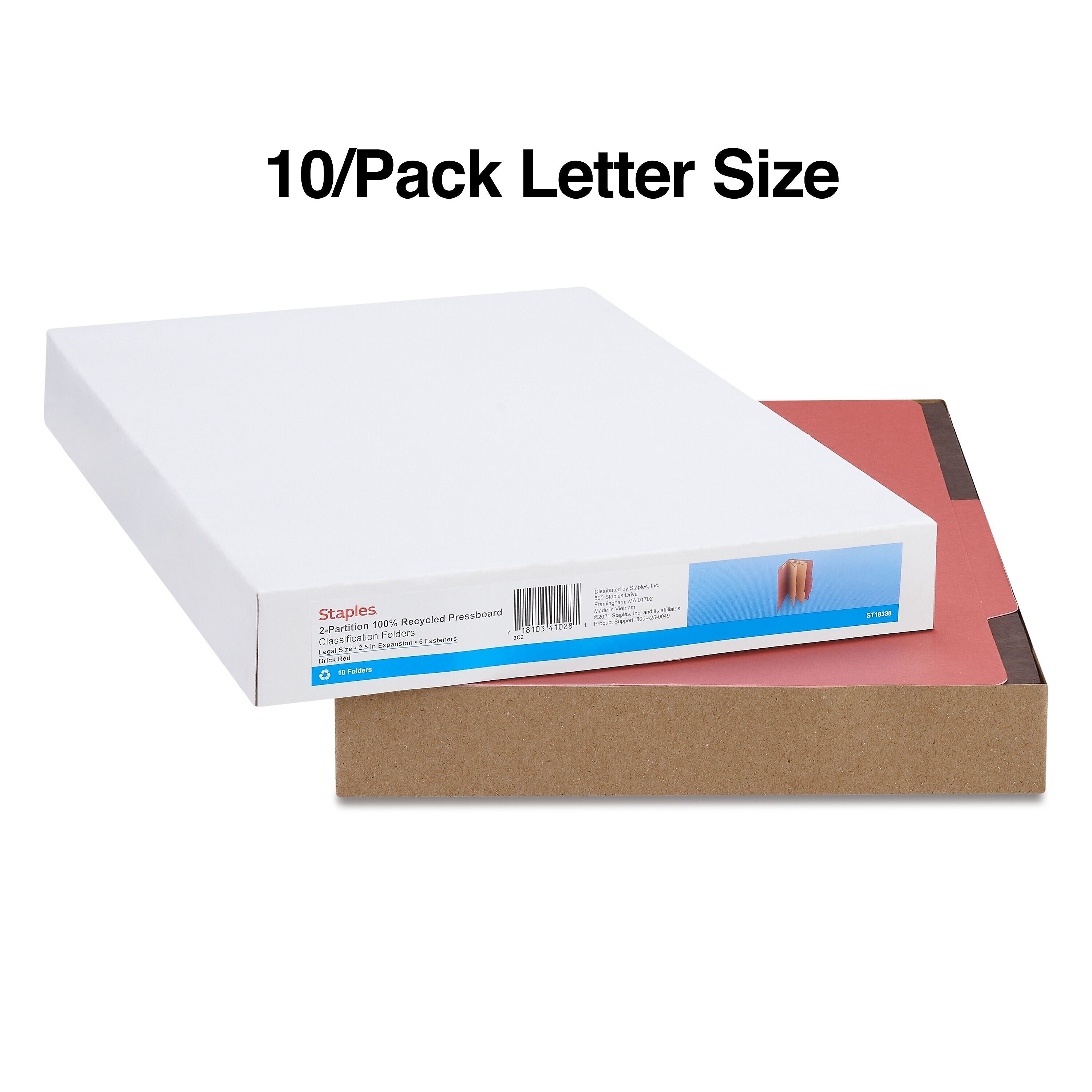 Staples 60% Recycled Pressboard Classification Folder, 2-Dividers, 2.5